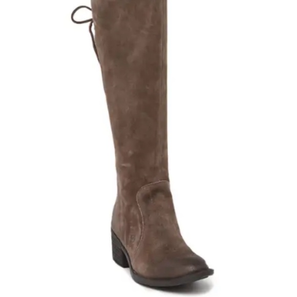 BORN Felicia Grey Distressed Suede Leather Knee High Boot - Picture 4 of 8